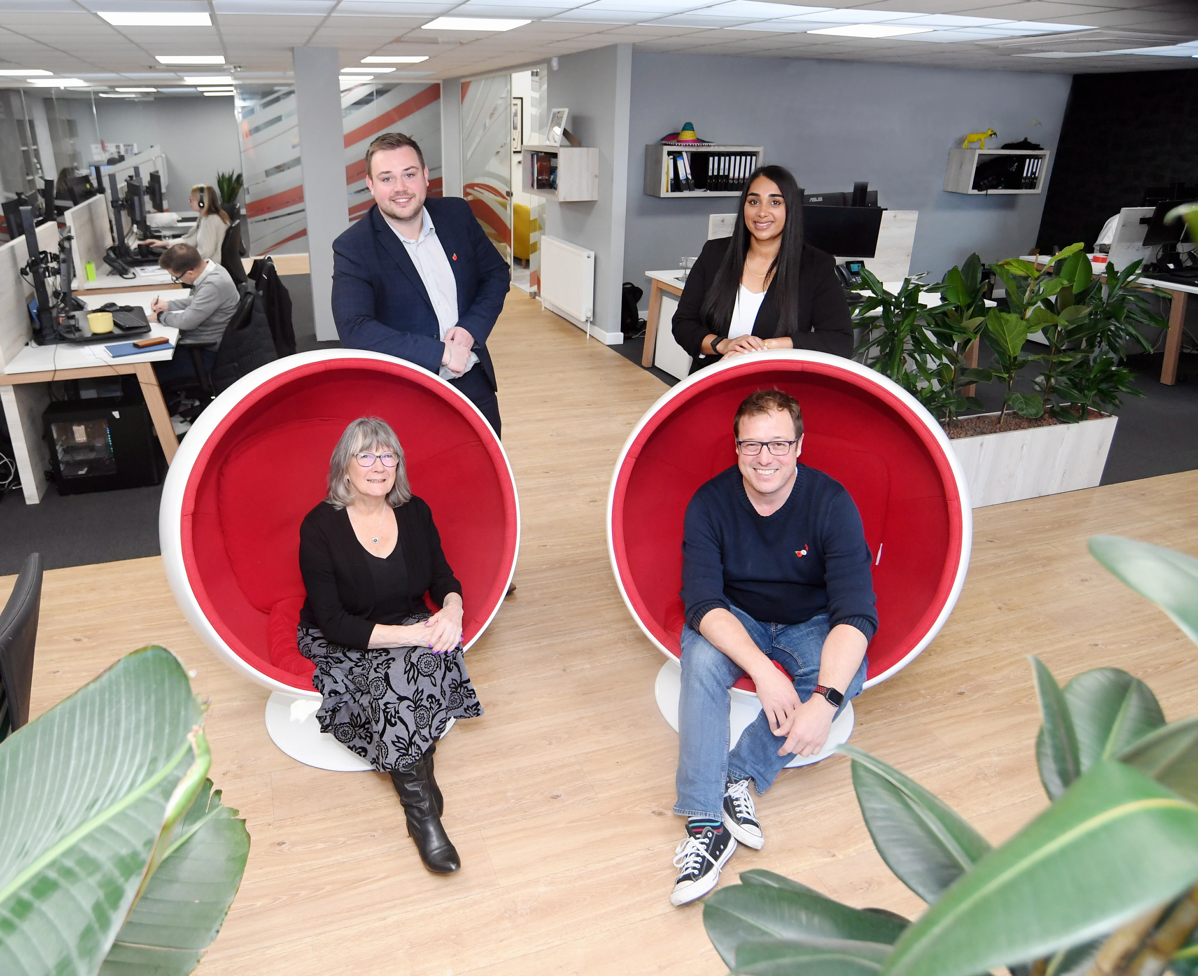 Back, from the left, Adam Plumb (CW Growth Hub) and Kierandeep Bal (Coventry City Council). Front, from the left, Cllr Carolyn Robbins (Rugby Borough Council) and Neil Smith (Leo Associates)