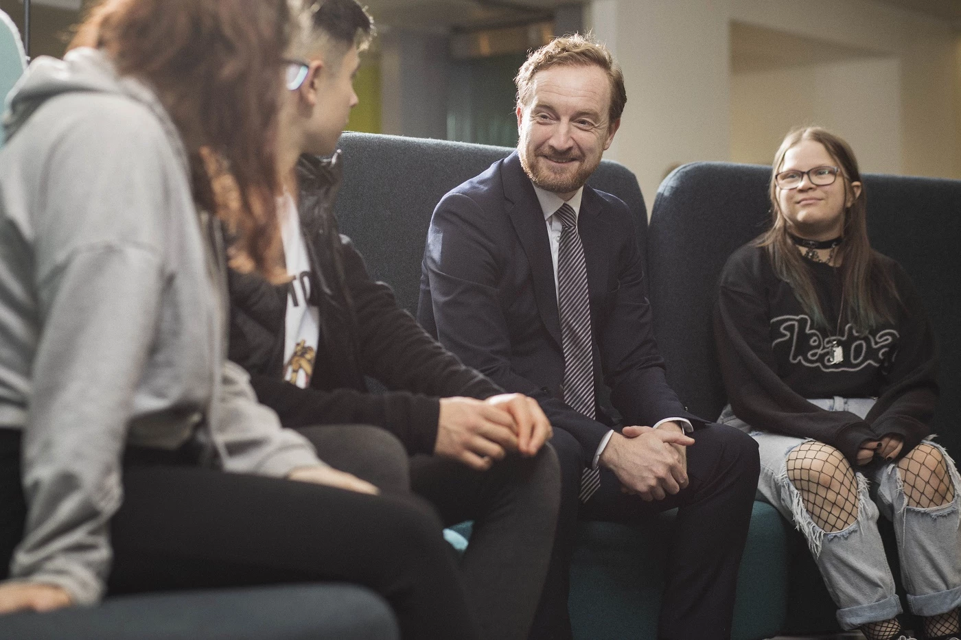 Gateshead College principal with students