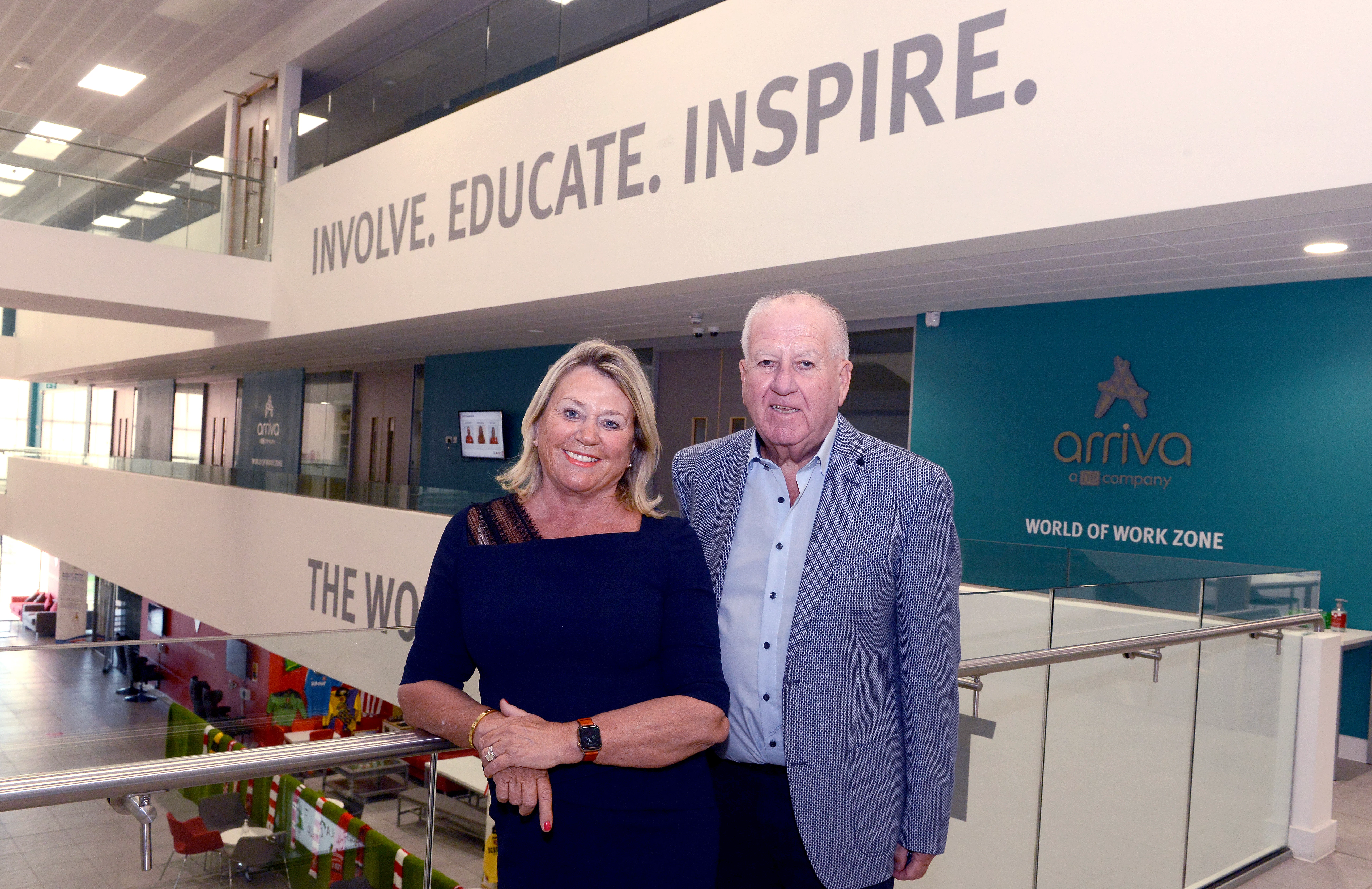 Helen McArdle and Sir Bob Murray celebrate the new £500,000 partnership in the charity's home, the Beacon of Light in Sunderland