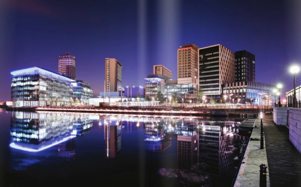 MediaCityUK at night, Salford Quays, Manchester