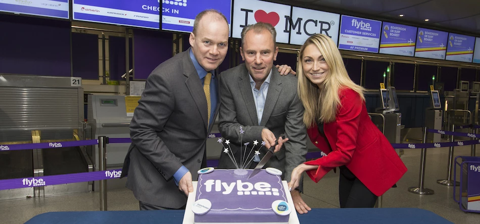 London Southend Airport’s Andrew Lewis (centre) with Manchester Airport’s Patrick Alexander and Lois Robertson