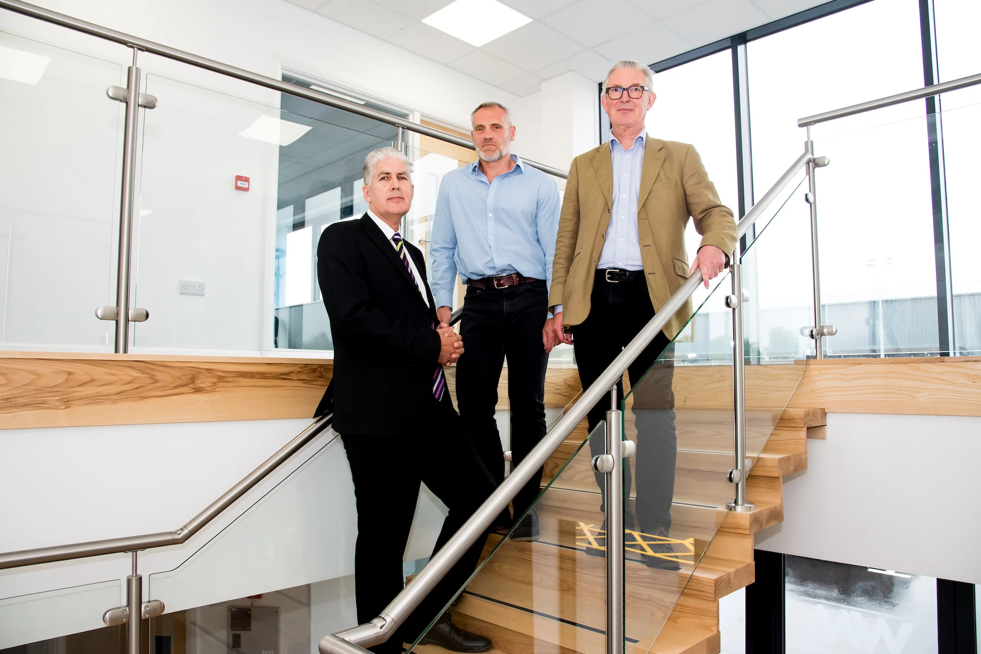 From left, Councillor Graham Biggs, West Mercia Air Con managing director Ben Corner, Skylon Park Chair Charles Ingleby