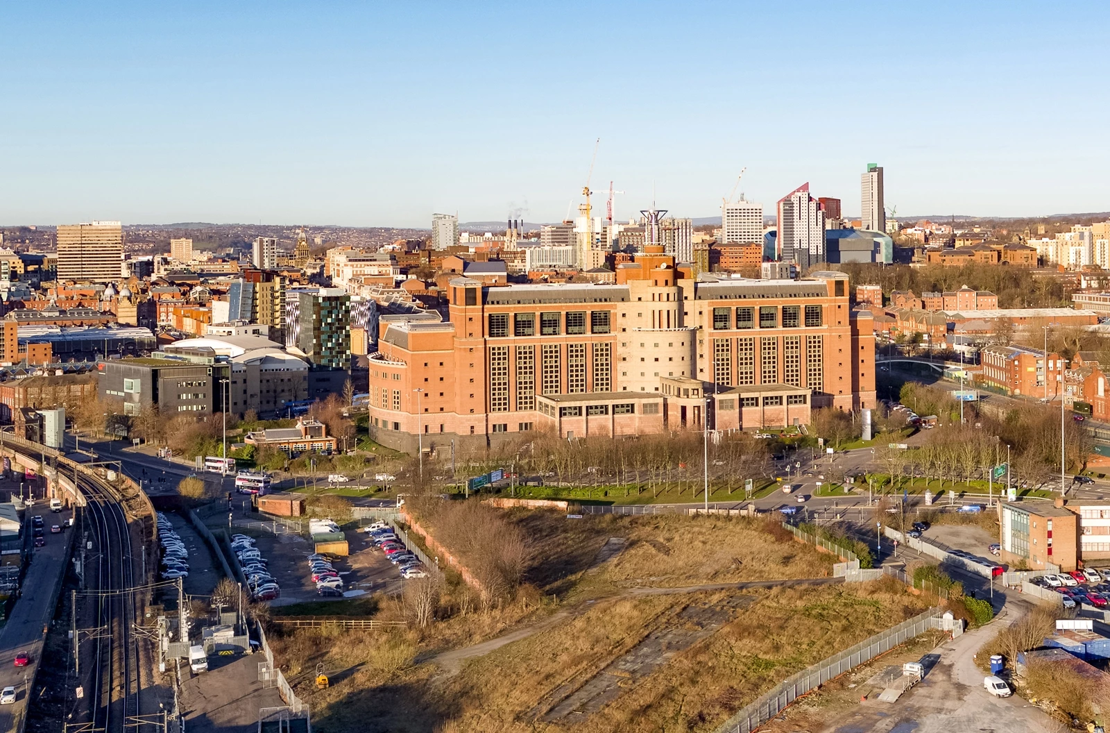 An aerial view of the proposed development site