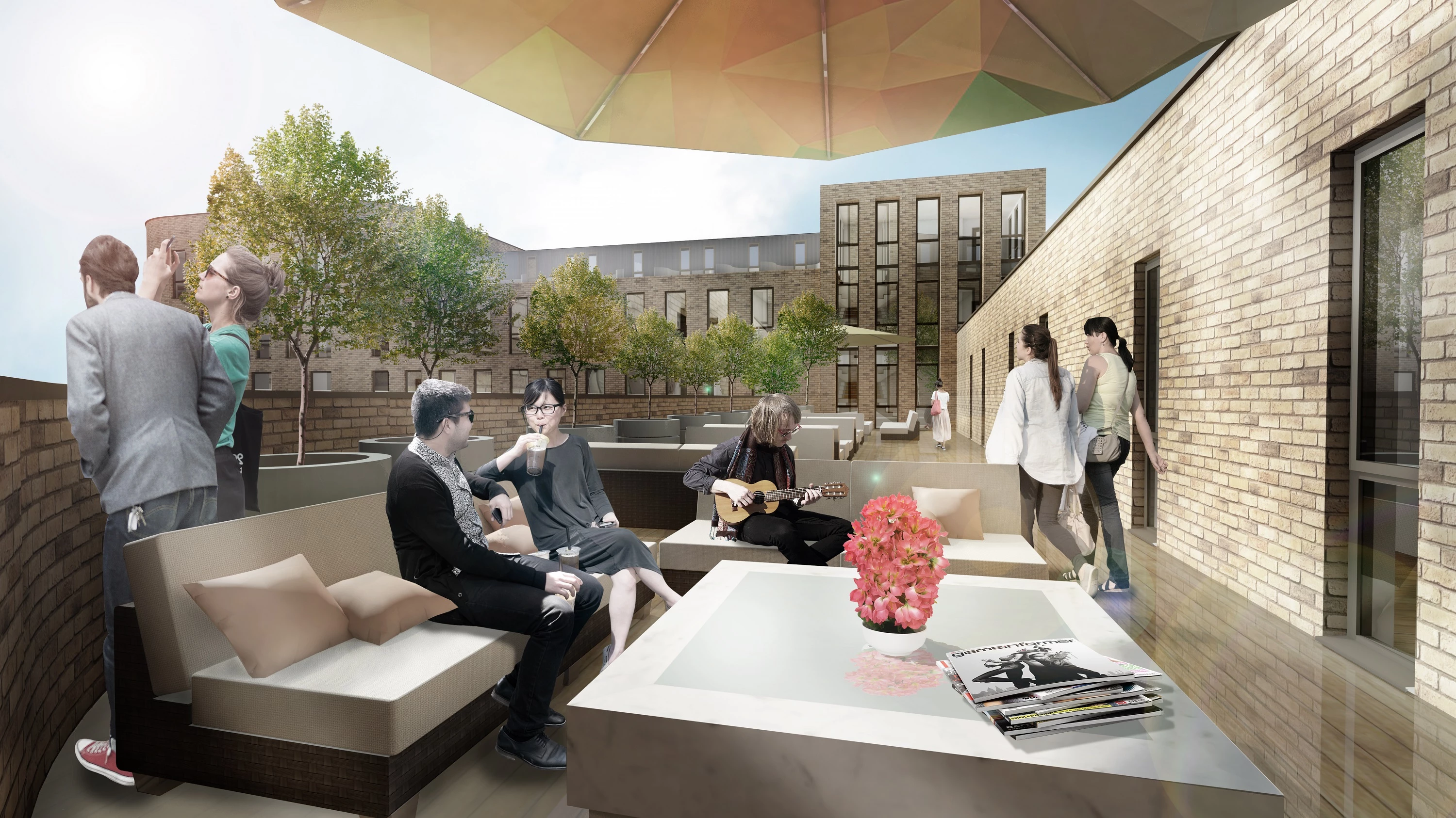 A CGI showing one of the scheme's roof terrace areas