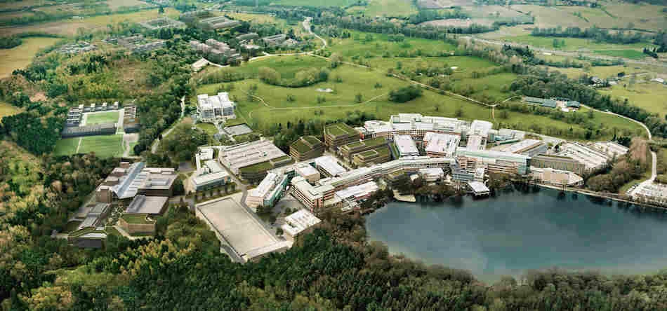 An aerial view of Alderley Park