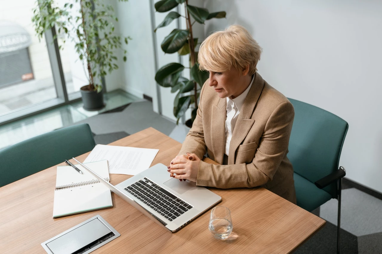 A business owner with her computer