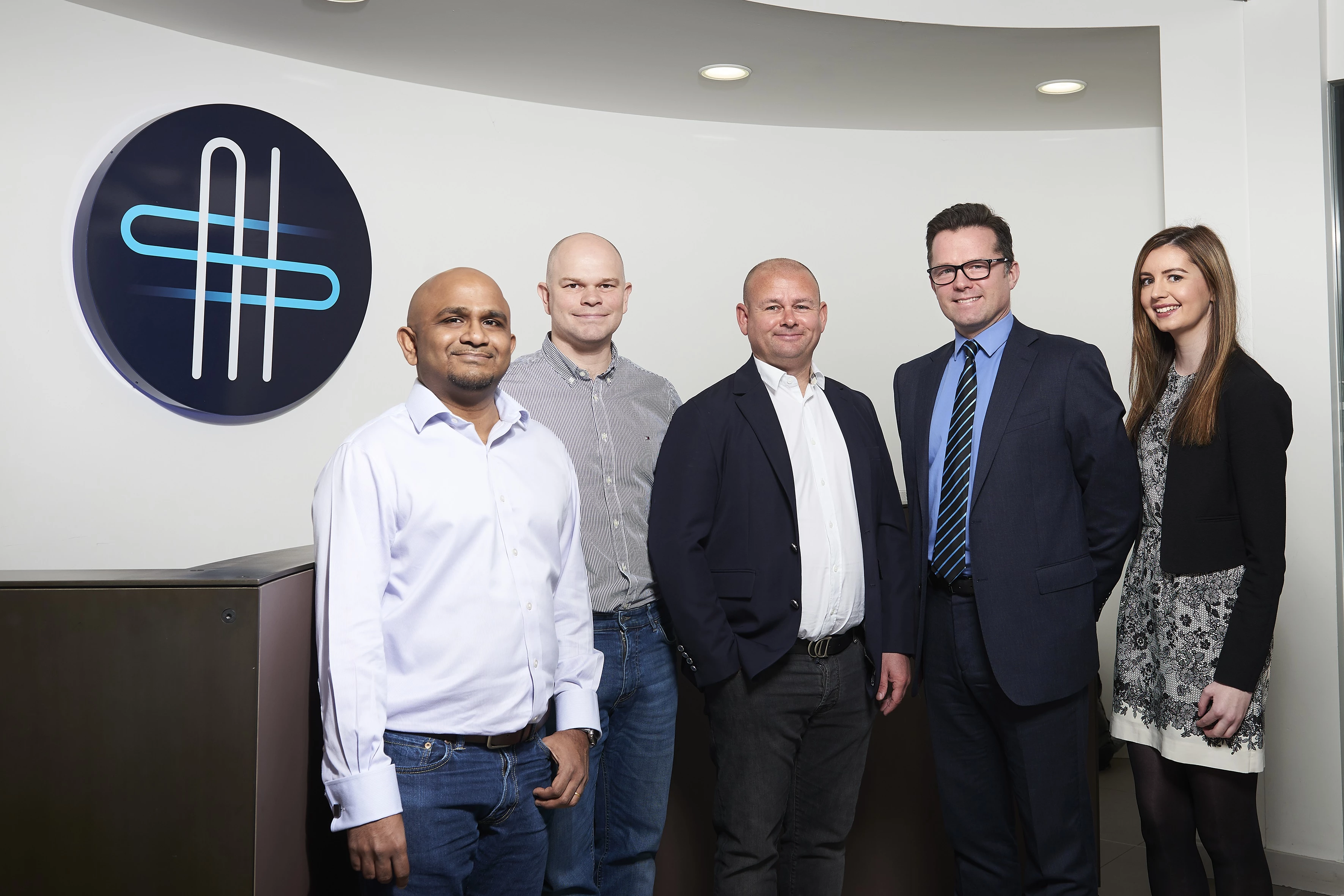 L-R: Dinesh Kumar, Richard Coates and Paul Stonebanks (3T and AIS) with Marc Allison and Kirsty Adamson (Watson Burton)