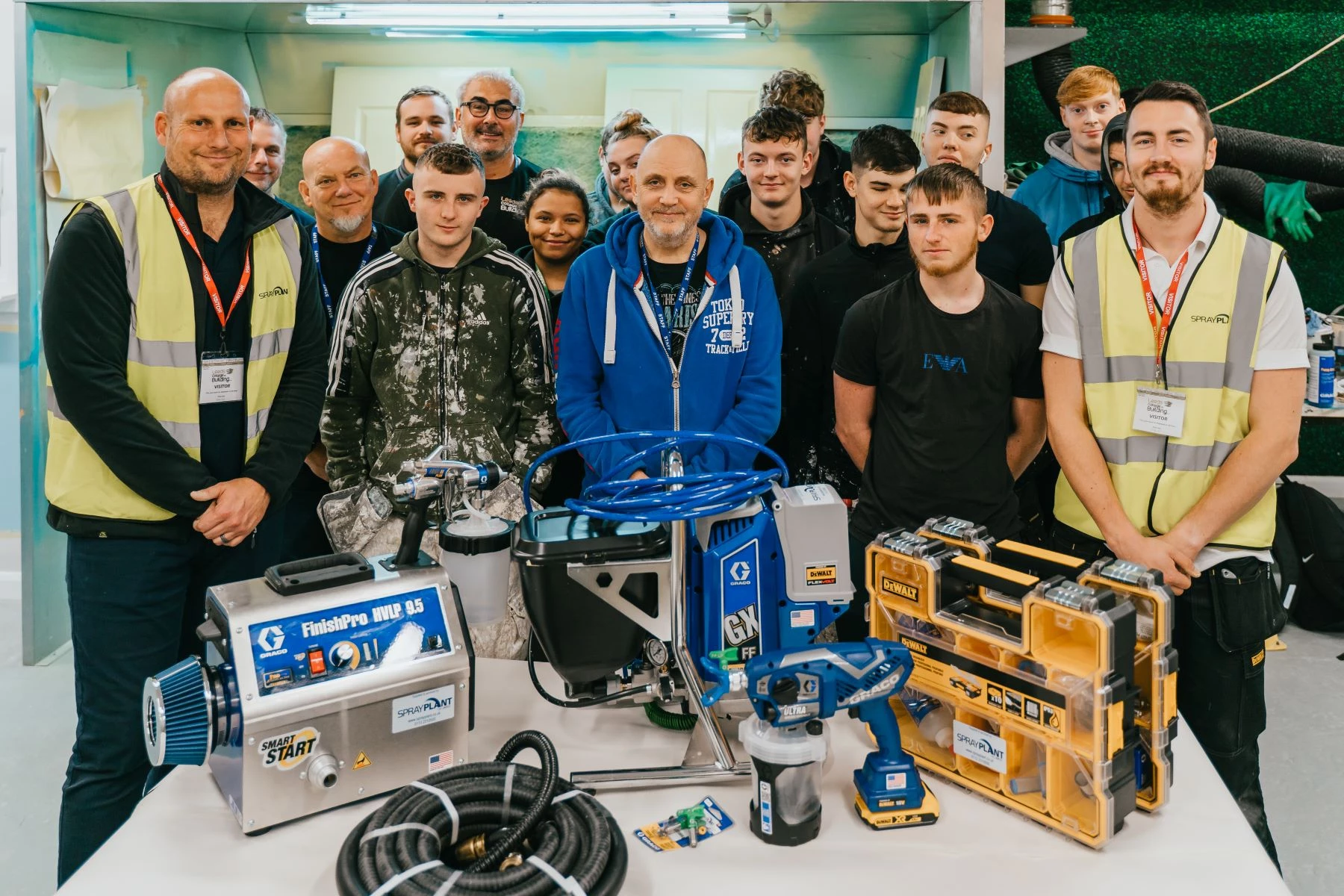 Ben Smith with students from Leeds College of Building