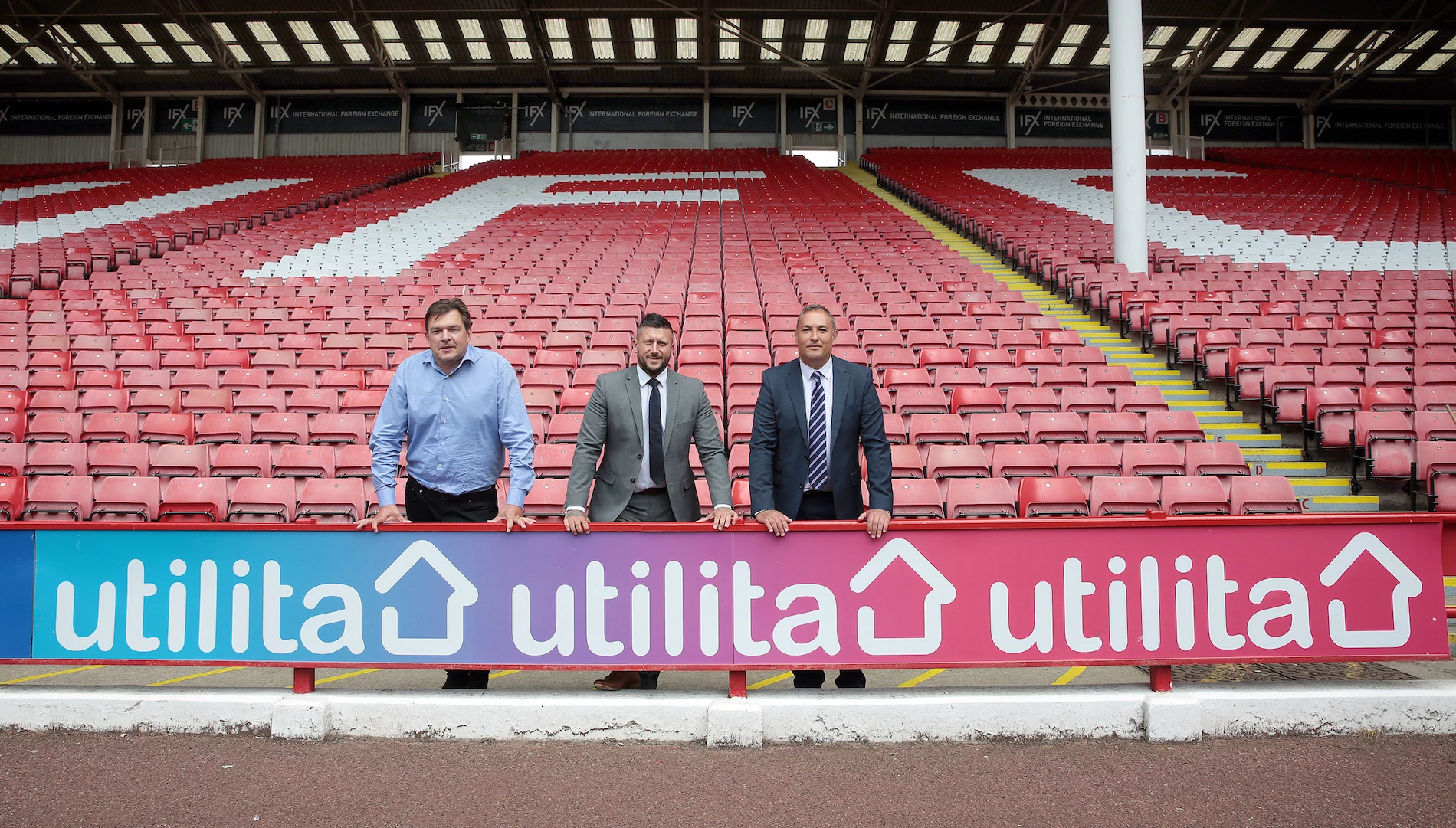 Bill Bullen (CEO – Utilita), Paul Reeves (Head of Commercial – SUFC) Shaun Underwood (Director of Commercial Sales – Utilita)