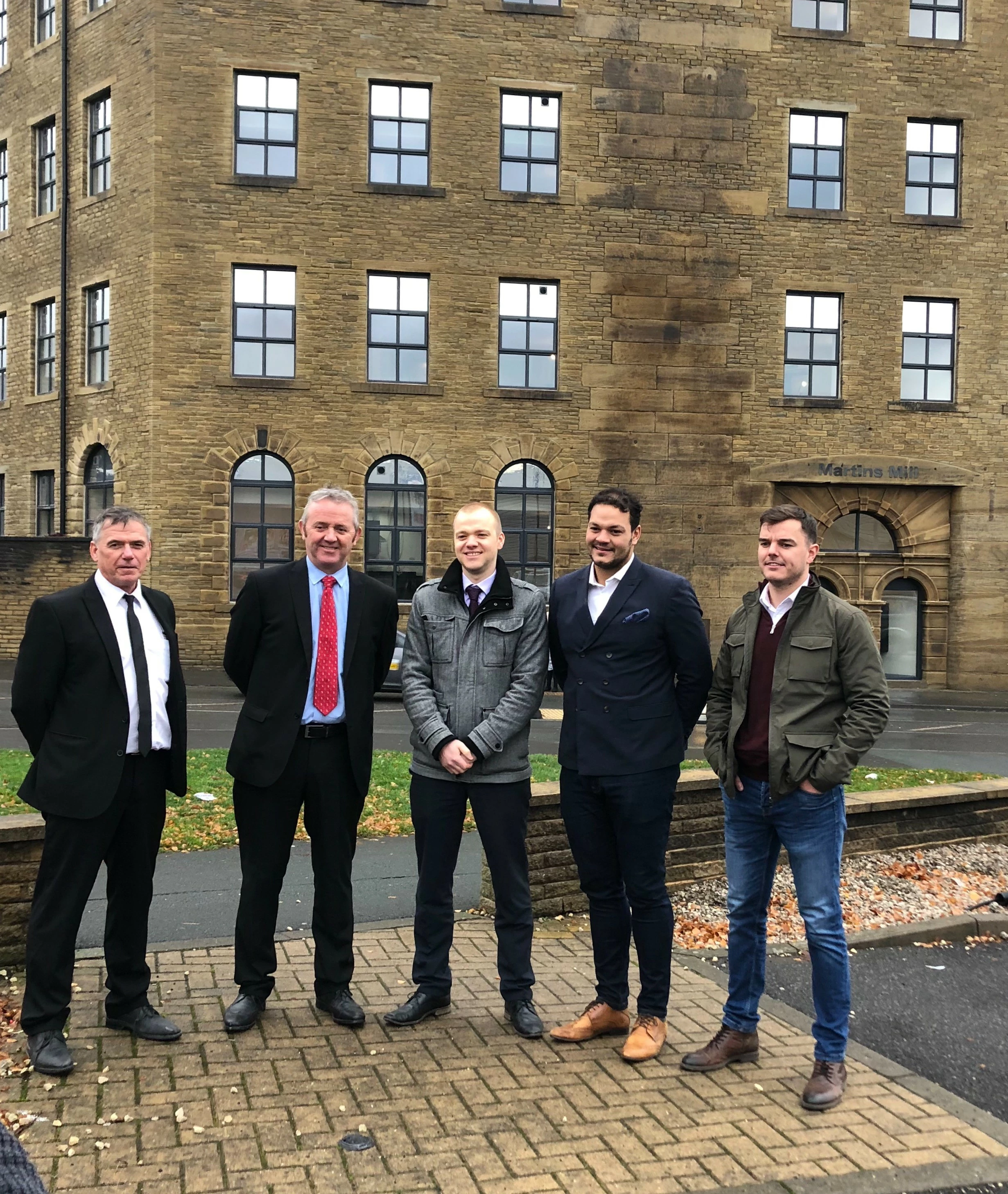 Mandale Homes site manager Peter Remmington, construction manager Peter Gallagher, ELG senior planner David Marjoram, associate at Consulting Engineers Kyle Sutcliffe, and architectural technologist Russell Taylor.