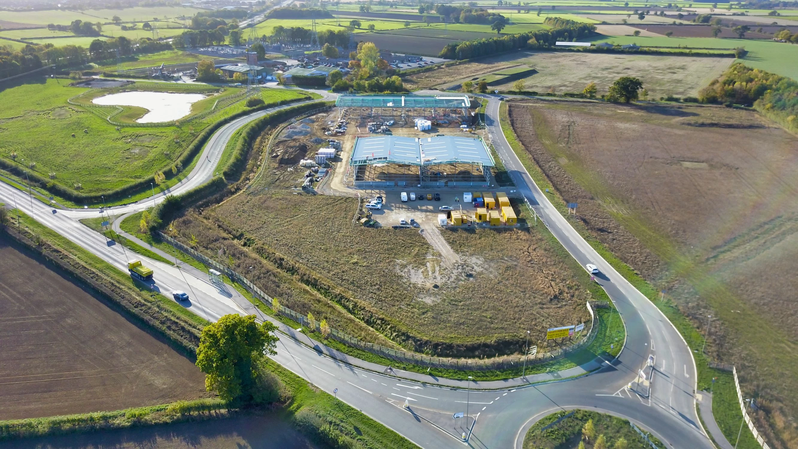 The steelworks are now up at Eden Business Park (pictured)