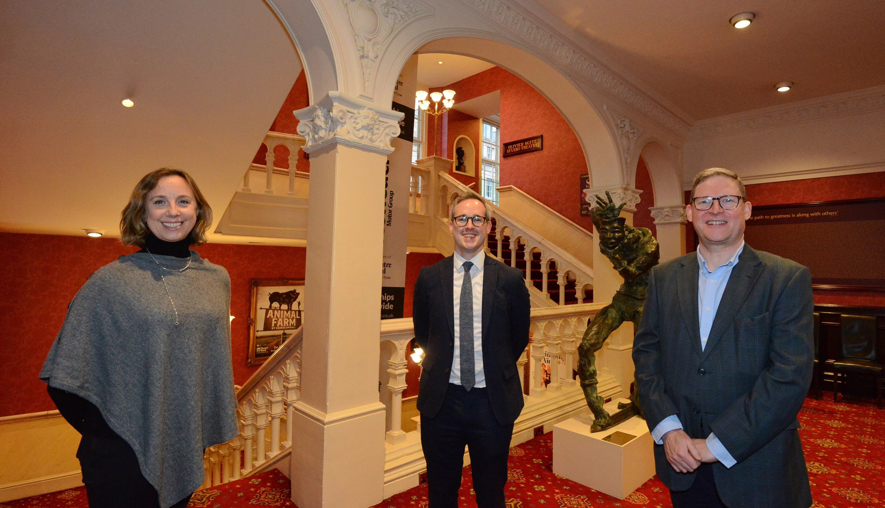 (L - R) Arts Minister, Lord Parkinson of Whitley Bay, Marianne Locatori, Chief Executive, and Nick Swales, Chair of the Board of Directors.