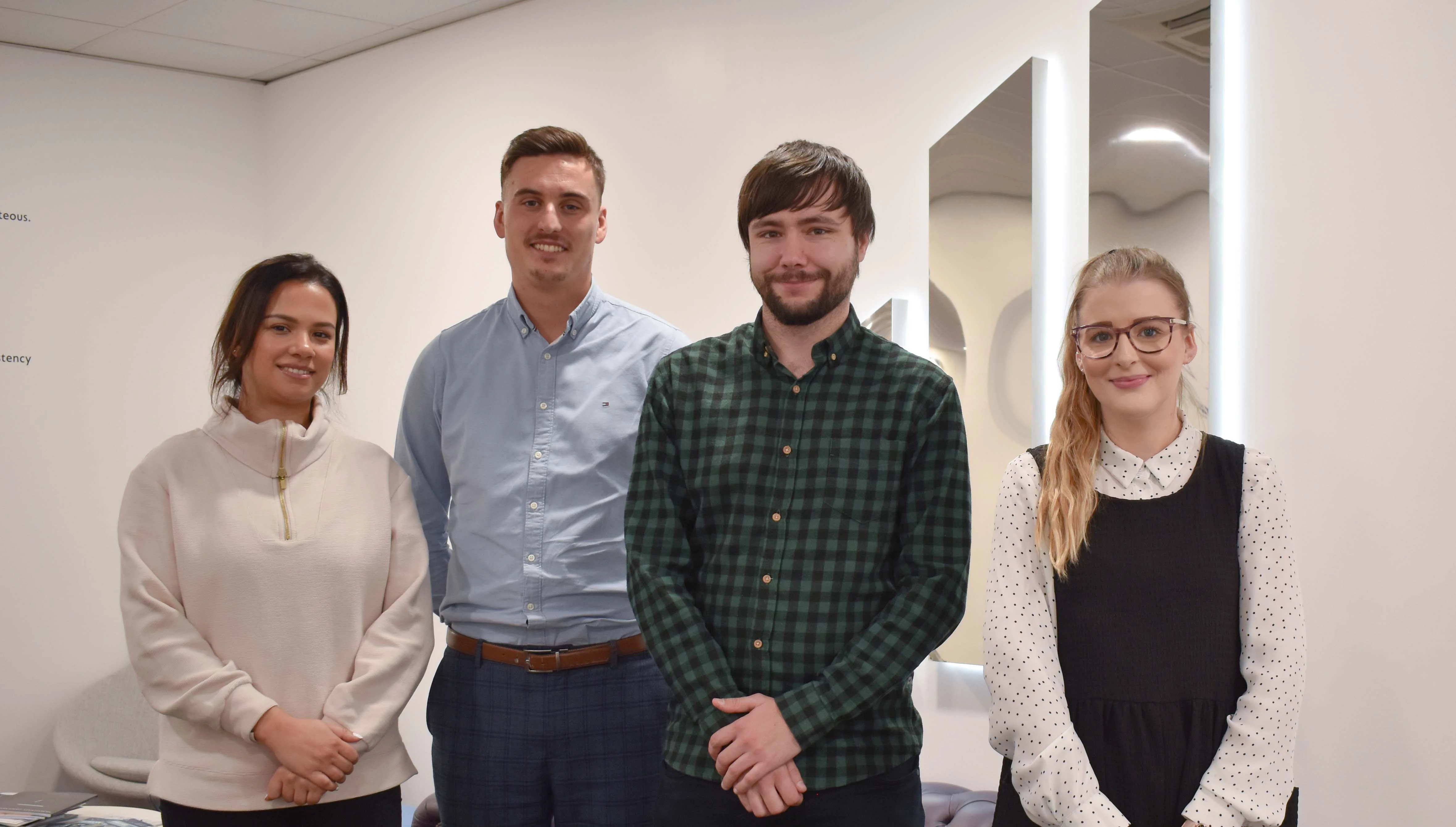 L-R Yasmin Wilkinson, Will Matthews, Josh Foley, Katie Romvari