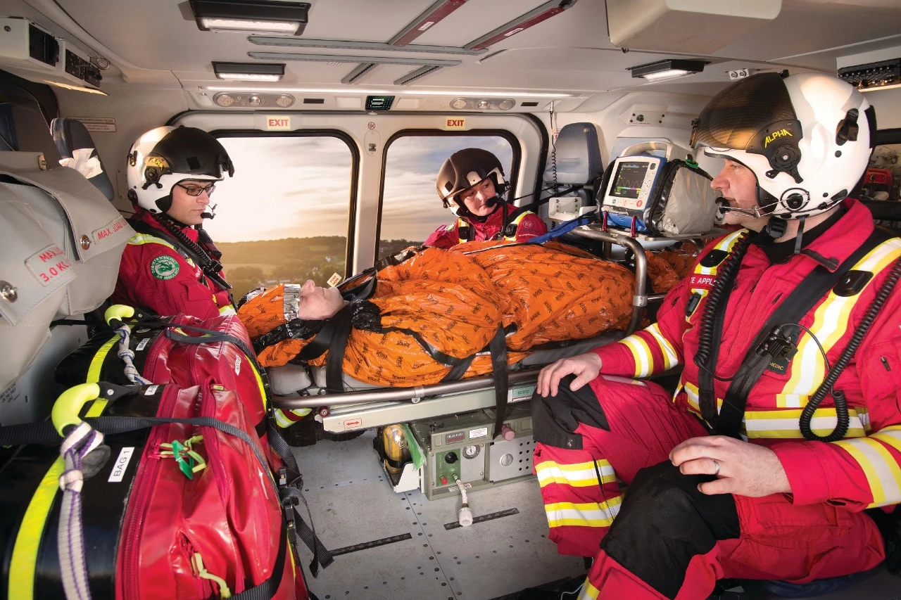 A crew from Air Ambulances UK are airborne with a patient