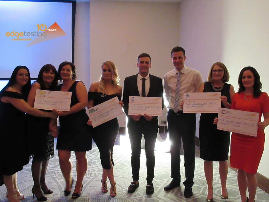 Edge Testing celebrated its 10th anniversary with a cheque presentation to 10 local and national charities