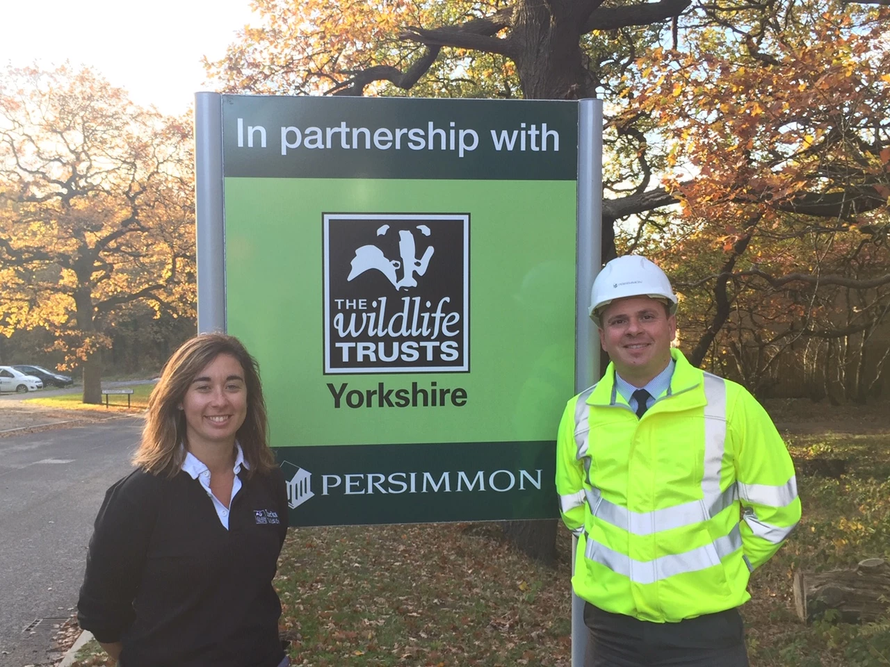 Katie Barker from Yorkshire Wildlife Trust and Bernardo Martens, contracts manager for Persimmon Homes