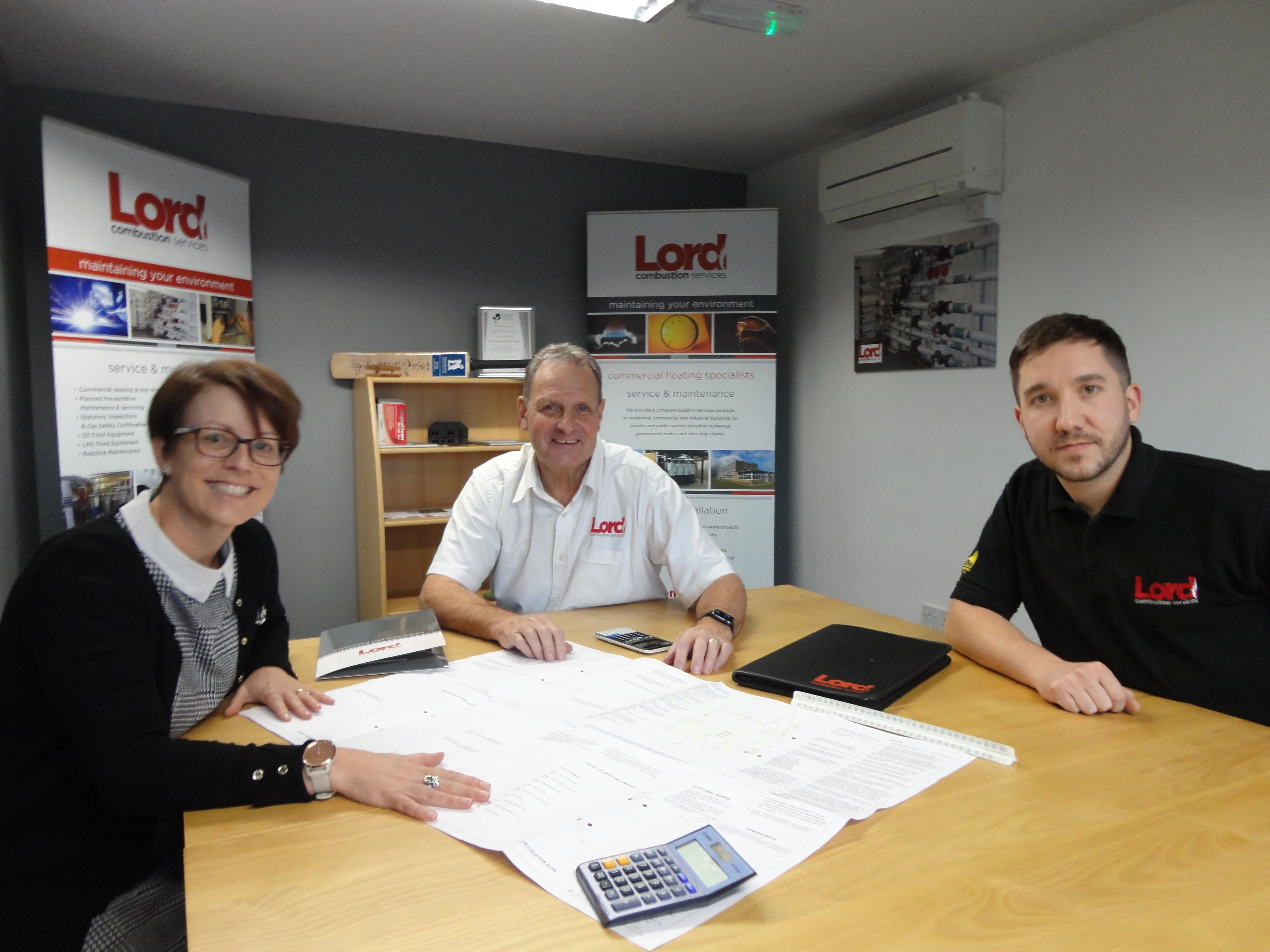 New Lord Combustion Services Director Greg Jones, right, with (from left) fellow Directors Emma Tibbetts and Mark Chapman