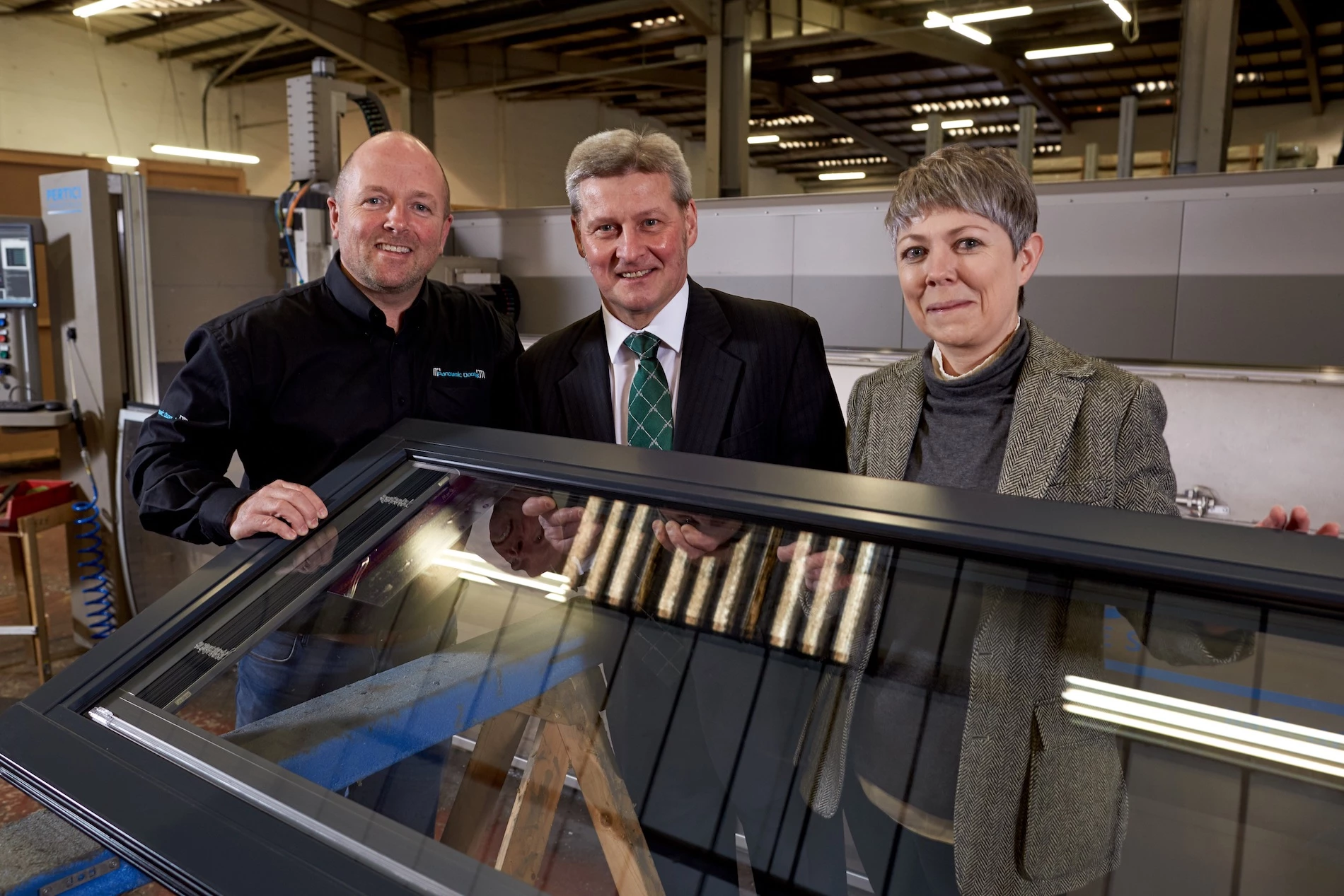 Kevin Harvey, managing director of Panoramic Doors, Alex McWhirter, chief executive of Finance Yorkshire and Sharon Rees, finance director of Panoramic Doors.