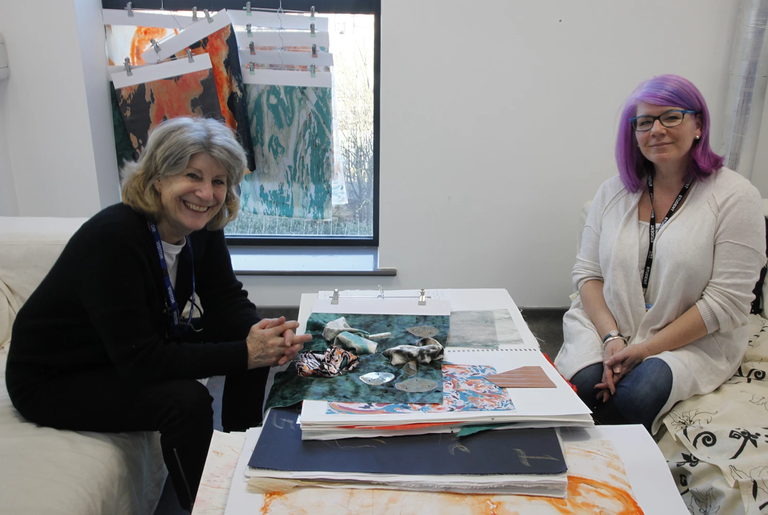 Karen Nicol with textile student Suzanne Treacy