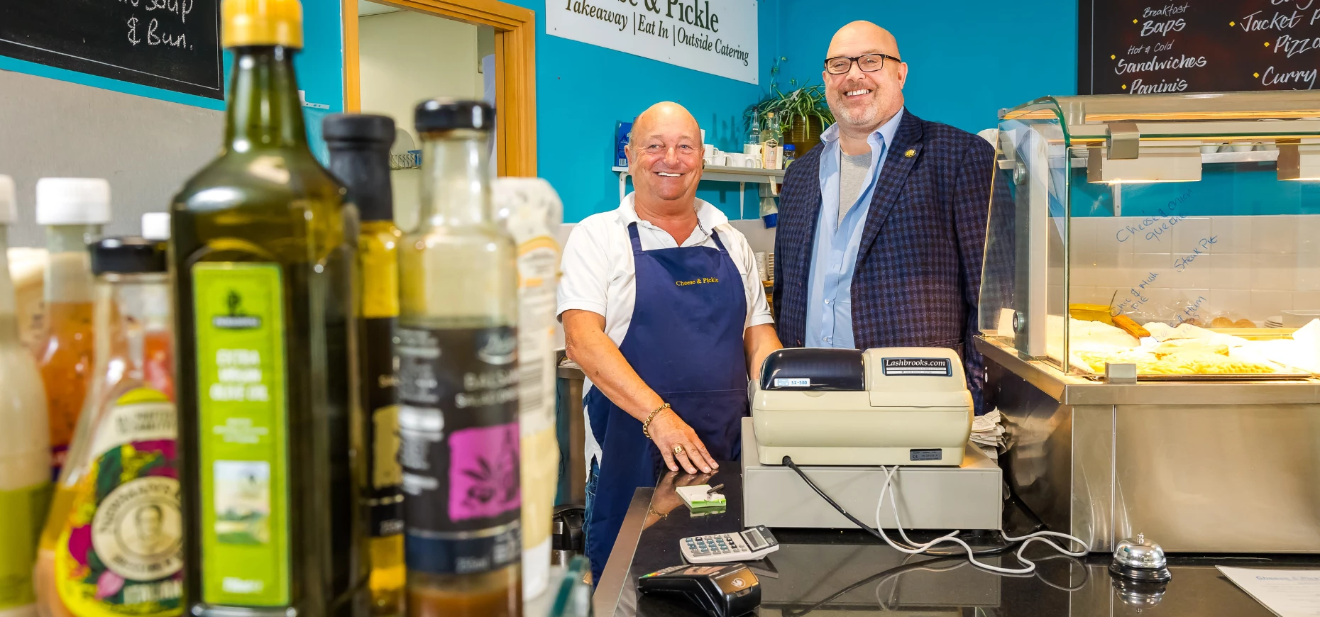 Trevor Davis, owner of Cheese & Pickle Co, Cllr Graeme Miller, leader of Sunderland City Council. 