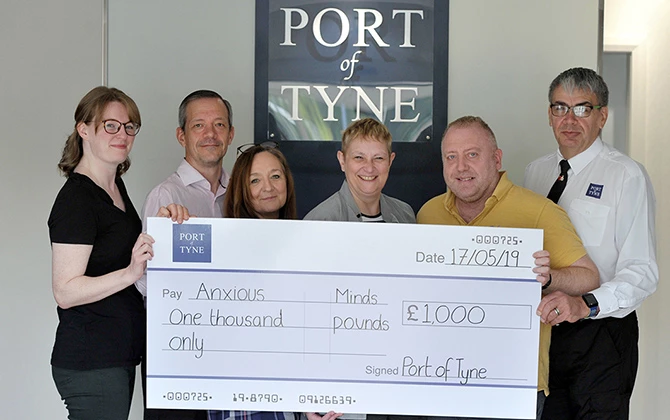 A North East mental health charity, Anxious Minds, has received a vital funding boost from the Port of Tyne