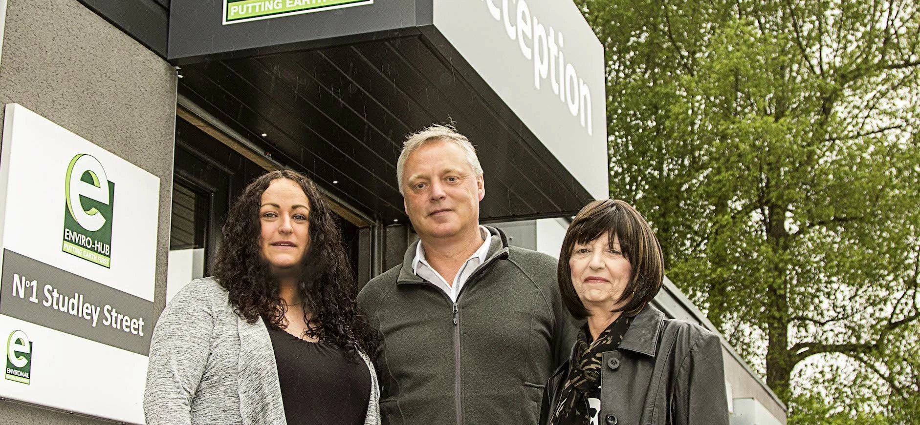 Katy Swaby, Pete Lemon and Marisse Burton,directors at Enviromail, outside the new Enviro-Hub on Studley Street, east Hull.