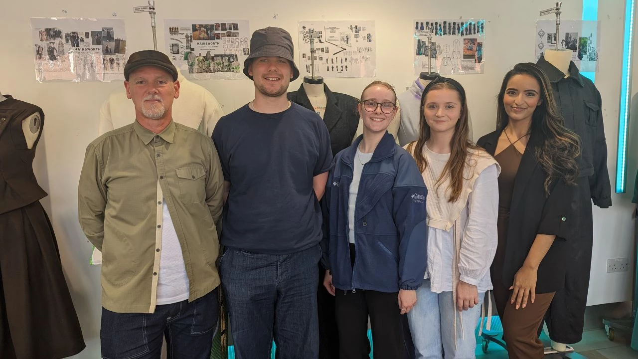 Adrian Thornton (Course Tutor), Max Grimshaw (Student), Rachel Humphreys (Student), Amelia Bush (Student), Shaan Sohal (Marketing Executive at AW Hainsworth)