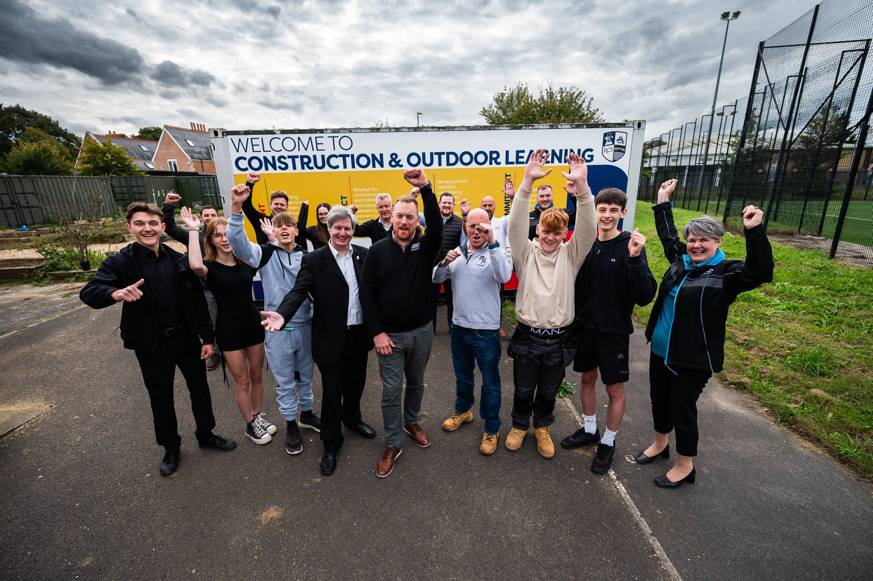 Morgan Sindall Construction staff with students and pupils from Redbridge Community School