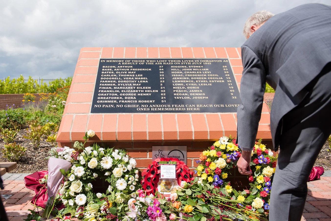 The plaque to commemorate the 23 people who died when Derby’s Rolls Royce aero-engine works was attacked during the Second World War