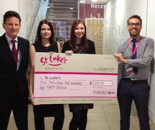 Signing up for Wills Month: l to r George Connell, Colleen Dooney, Sherelle O’Brien with Jack Kidder from St Luke’s Hospice.