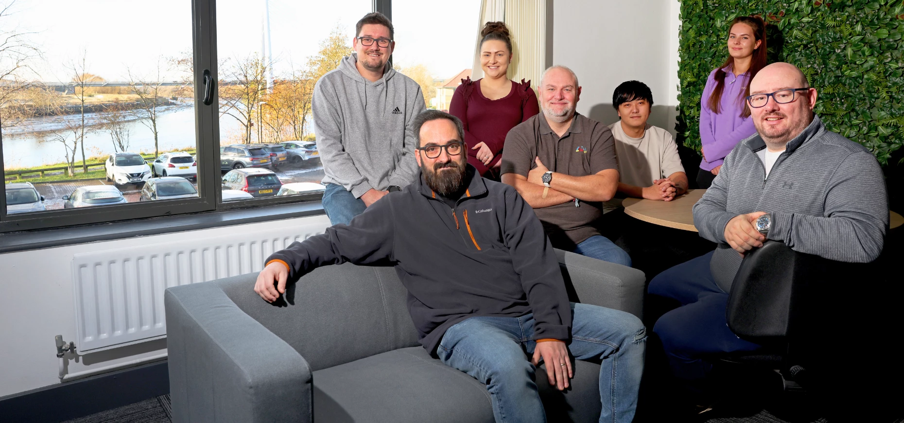 Back row: Scott Timmins, Rachel Mudditt, George Metcalf, Woody Taylor, Danielle Cassidy, front row: Graham Davison and Spencer Davies.