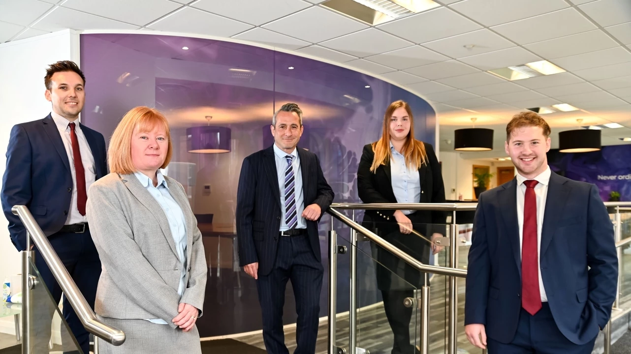 (L to R): Dale Fawcett, Shelian Craig, Daniel Carlton, Rebecca Williamson and Struan Mackenzie of Clarion’s debt recovery team