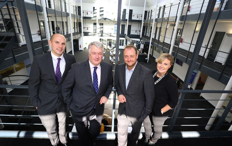 (from left) James Waring of Cenergist, Keith Charlton of FW Capital, and Dan Ludgate and Sarah Howells of Cenergist