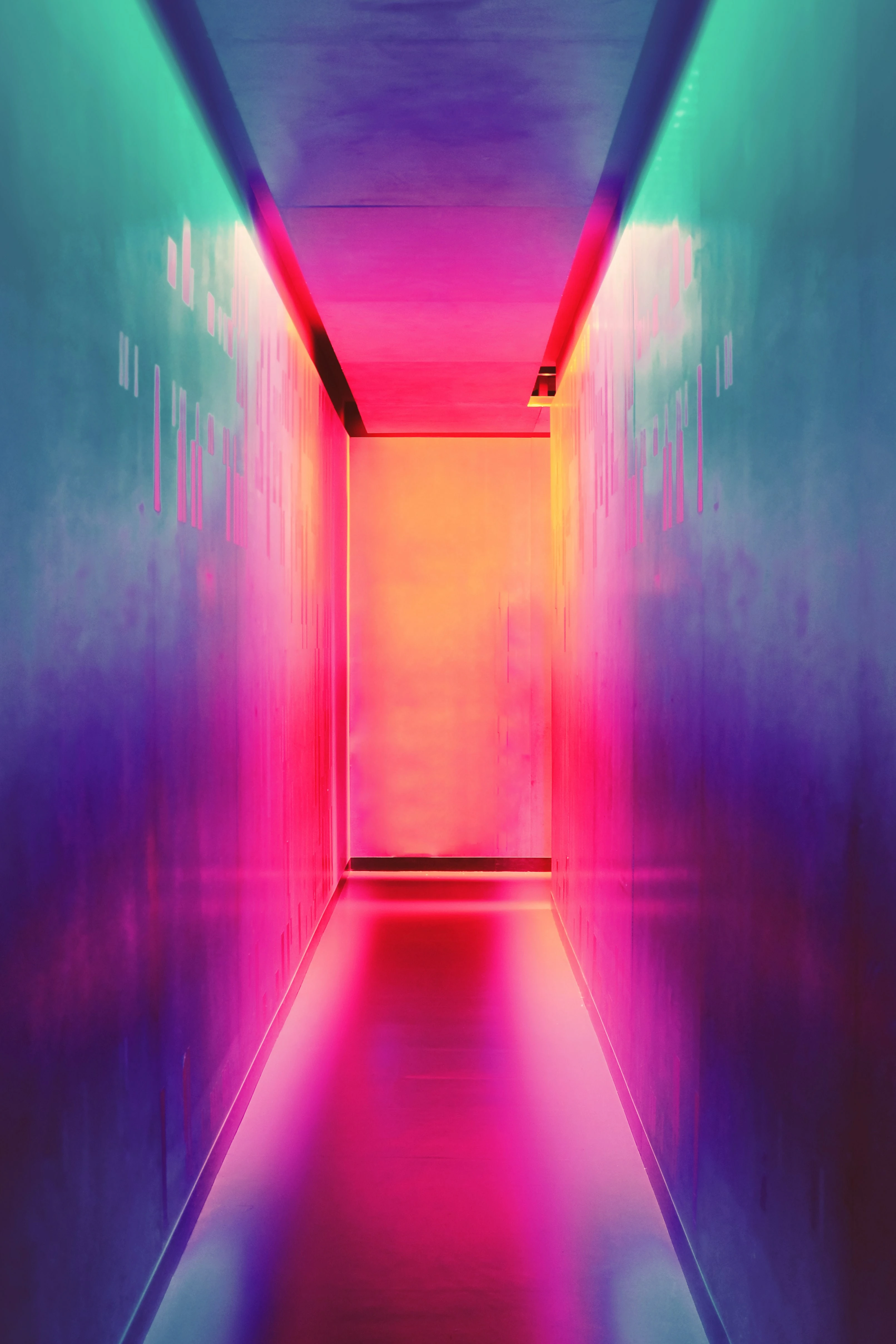 Hue uprights in a corridor