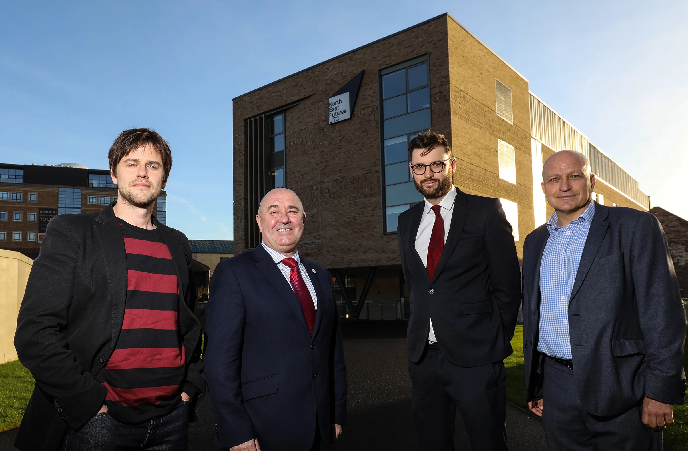 L-R: Richard Clouston (Clouston), Cllr Ged Bell (Newcastle City Council), Dan Sydes (North East Futures) and Ian Jubb (Galliford Try)