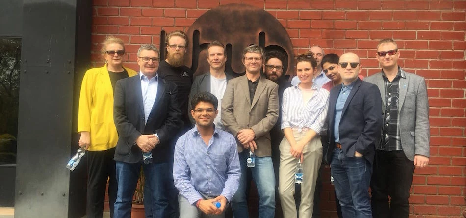 The Landing delegation outside T-Hub in Hyderabad