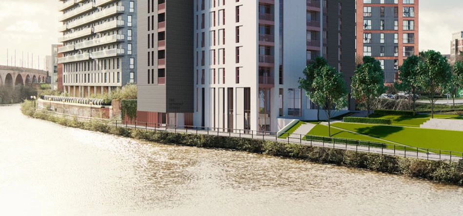 The building will sit along the River Irwell