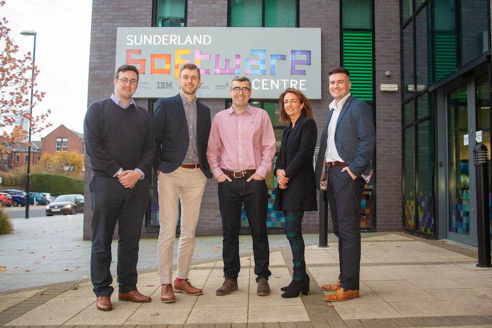 L-R: deputy council leader Michael Morley, David Blair of Mercia, Mike Rohan of Technically Compatible, Dawn Dunn of The North East Fund, Ian Wilson of Mercia.