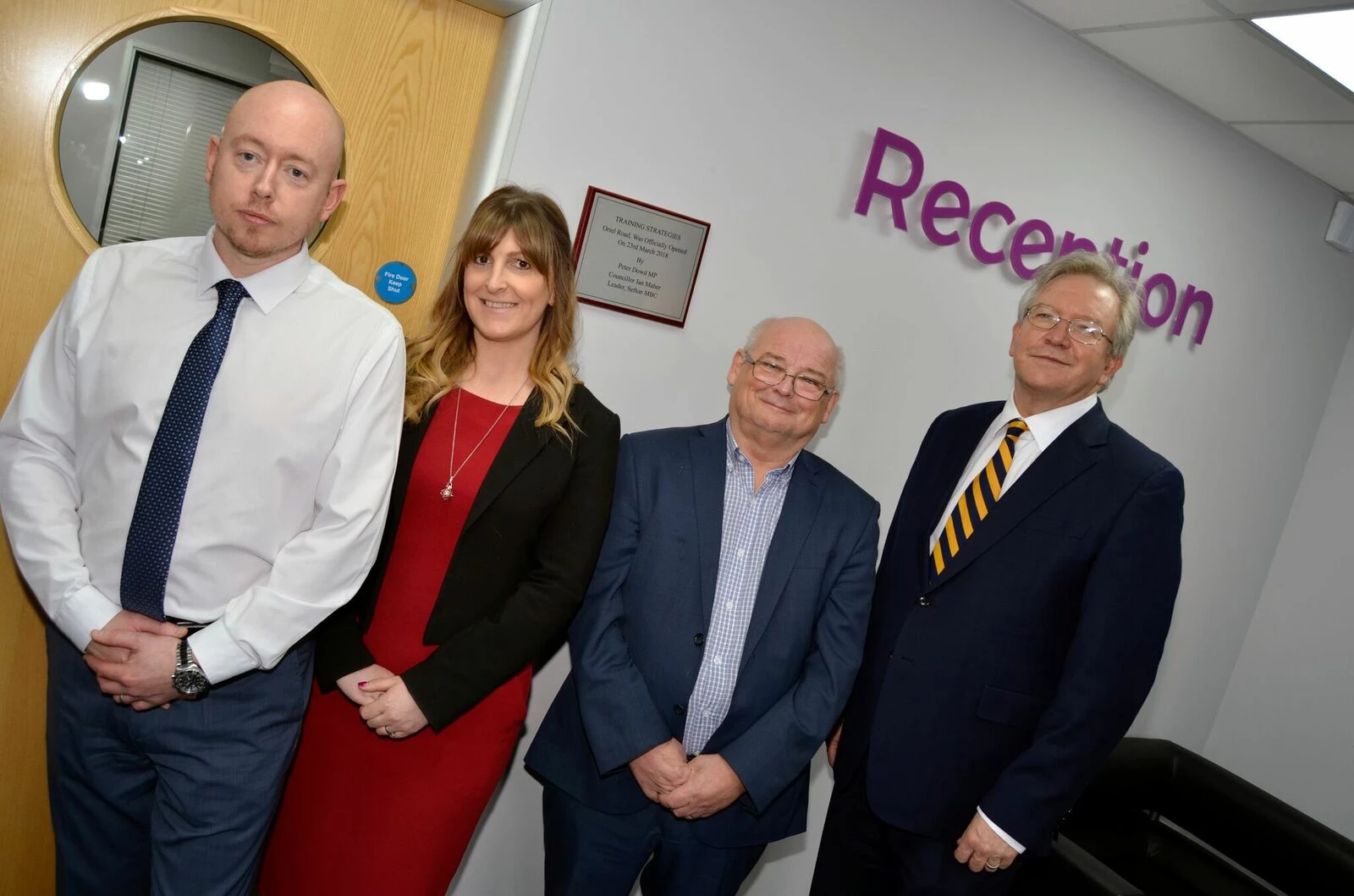 From left to right: Barry Dunne, Caroline Crawley, Councillor Ian Maher and Peter Dowd MP