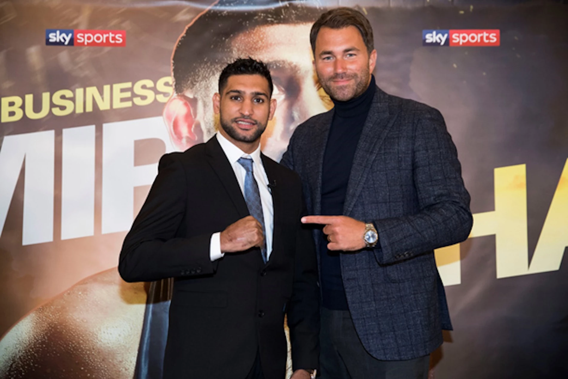 Amir Khan with Eddie Hearn, group managing director of Matchroom Sport.