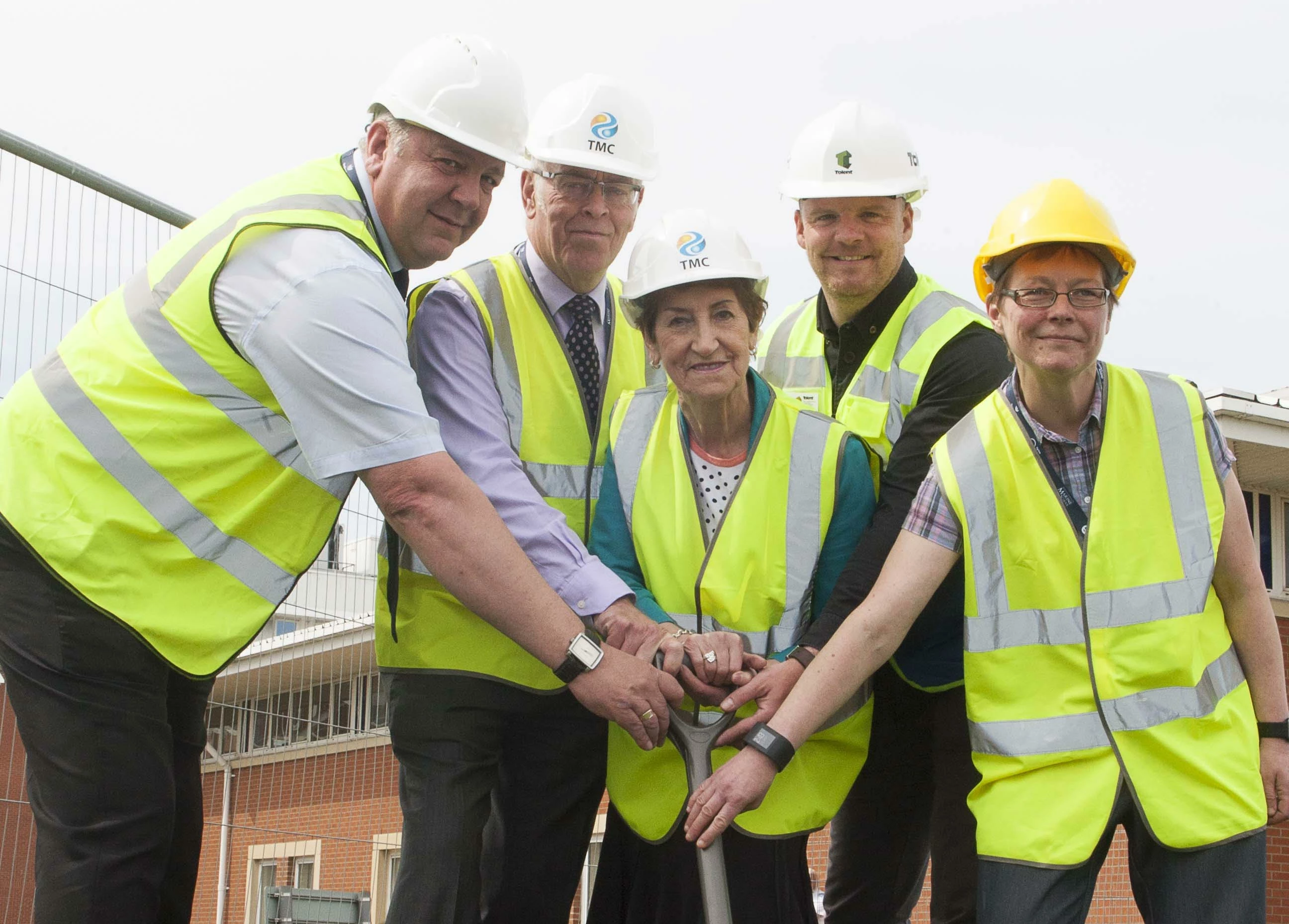 Norma Redfearn CBE (front) with (L-R) Mick Burton (TyneMet), Bill Midgley, Paul Wilson (Tollent) and Sarah Bartlett (TyneMet)