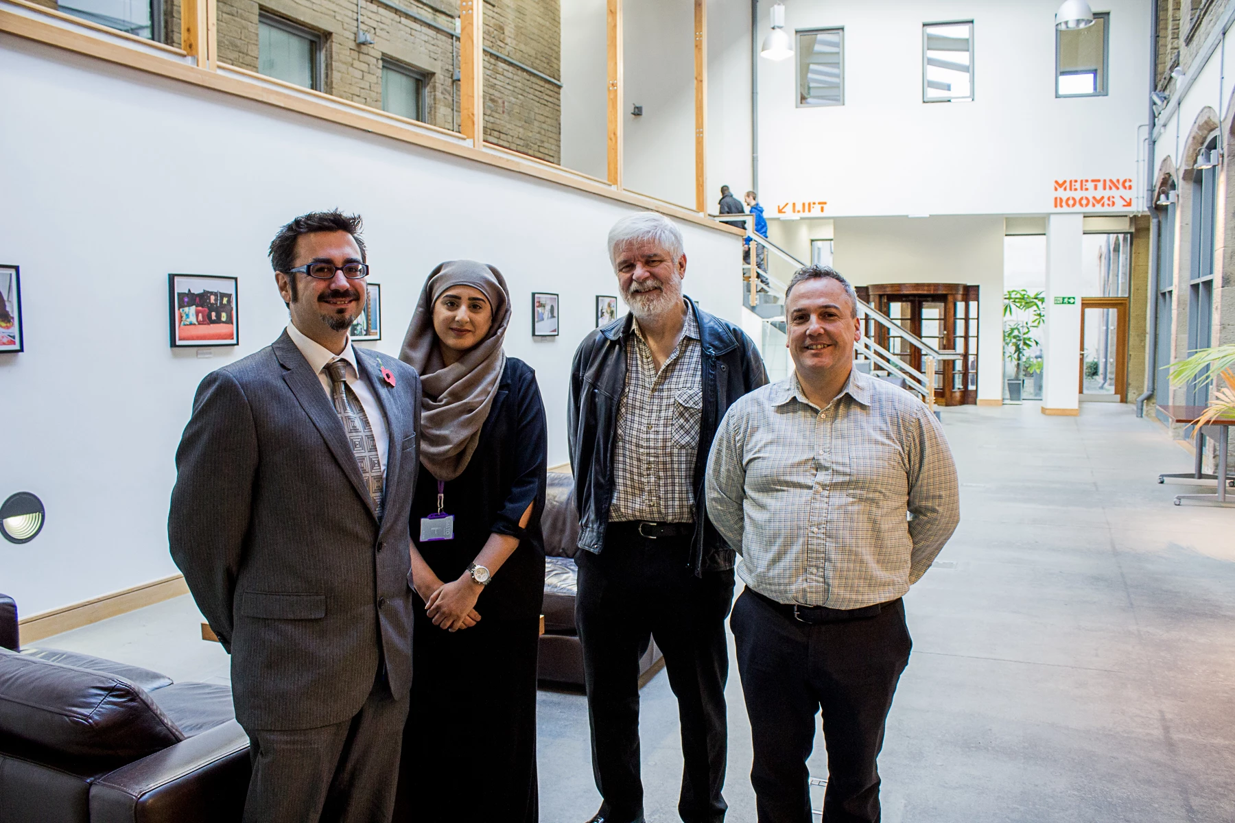 Jason Bell ( Business Centre Manager, Halifax Opportunities Trust); Serish Majid (EWIC Receptionist); Mike Bates (New tenant – Director of PL Projects) and Darren Haigh (New tenant – Director of BiM Dept. Ltd).