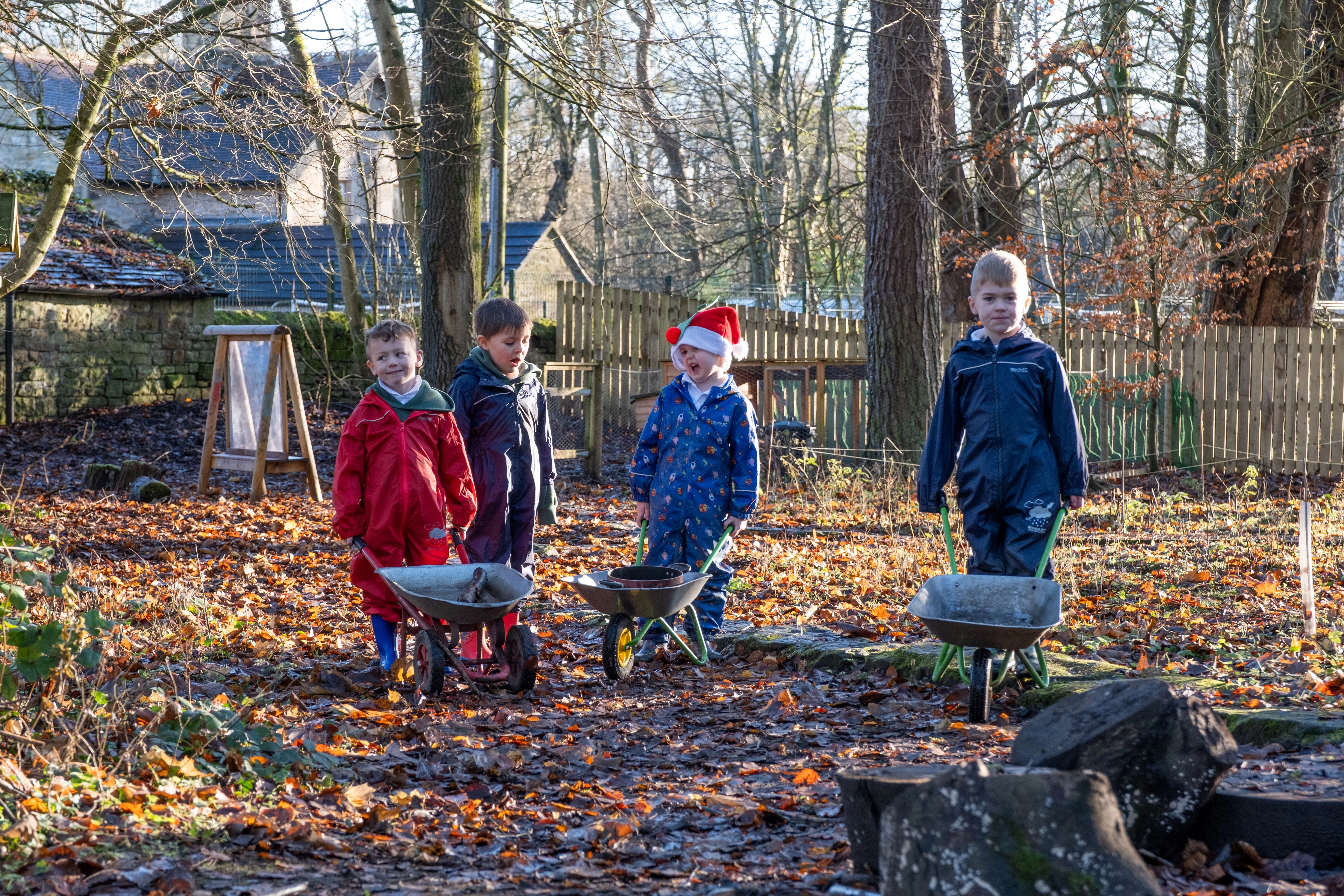 Barrow-loads of fun with new Forest School equipment at Greenhead Primary School