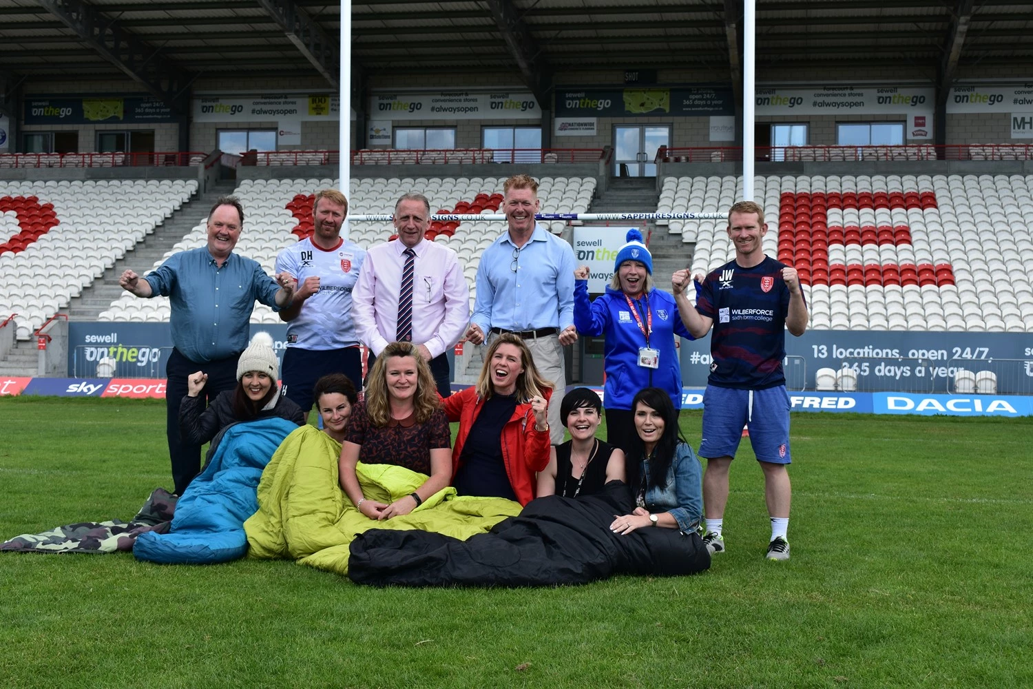 Some of the Hull Sleepout participants with CEO Sleepout CEO, Bianca Robinson (red coat)