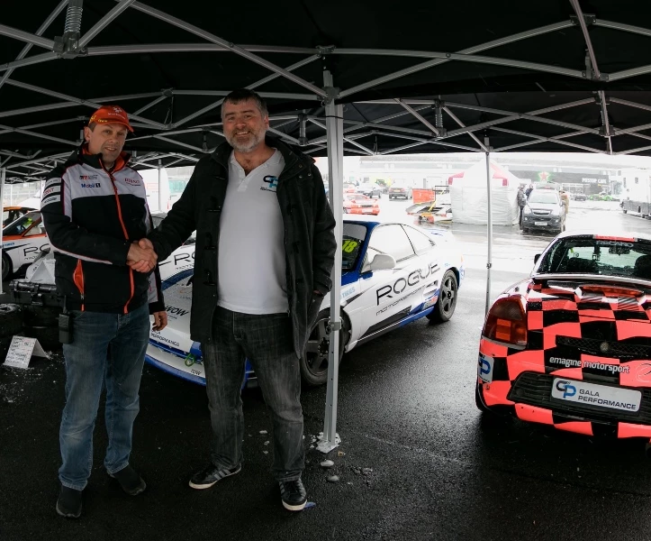 Patrick Mortell, Championship Co-Ordinator for the Gala Performance Toyota MR2 Championship, with Ryan Bracha (right) from Gala Performance.