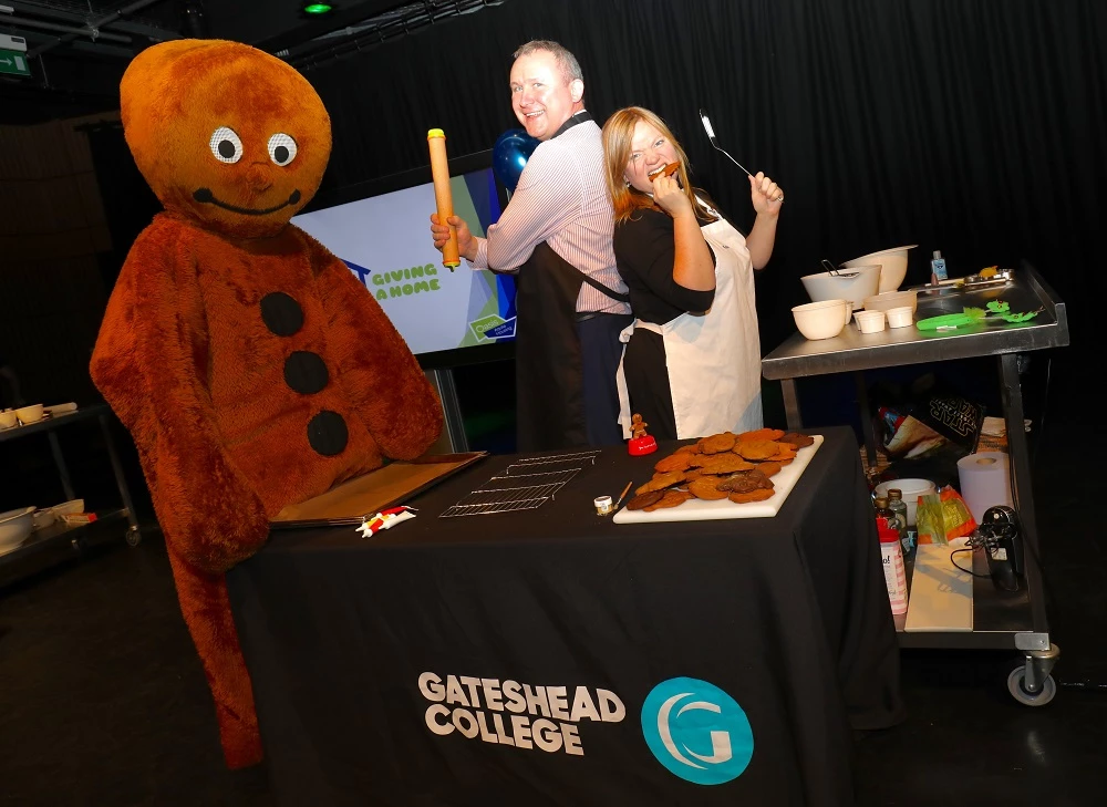 Gateshead College deputy principal Chris Toon with Reverend Kate Bottley