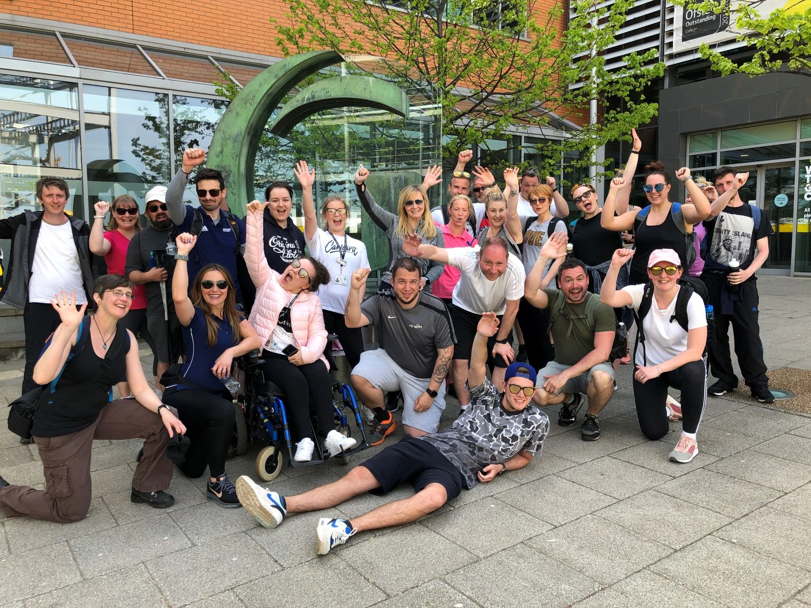 Gateshead College staff celebrating their completed challenge