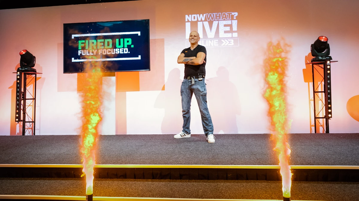 Brad Burton on stage at the online Lockdown Level UP event © Vicki Head