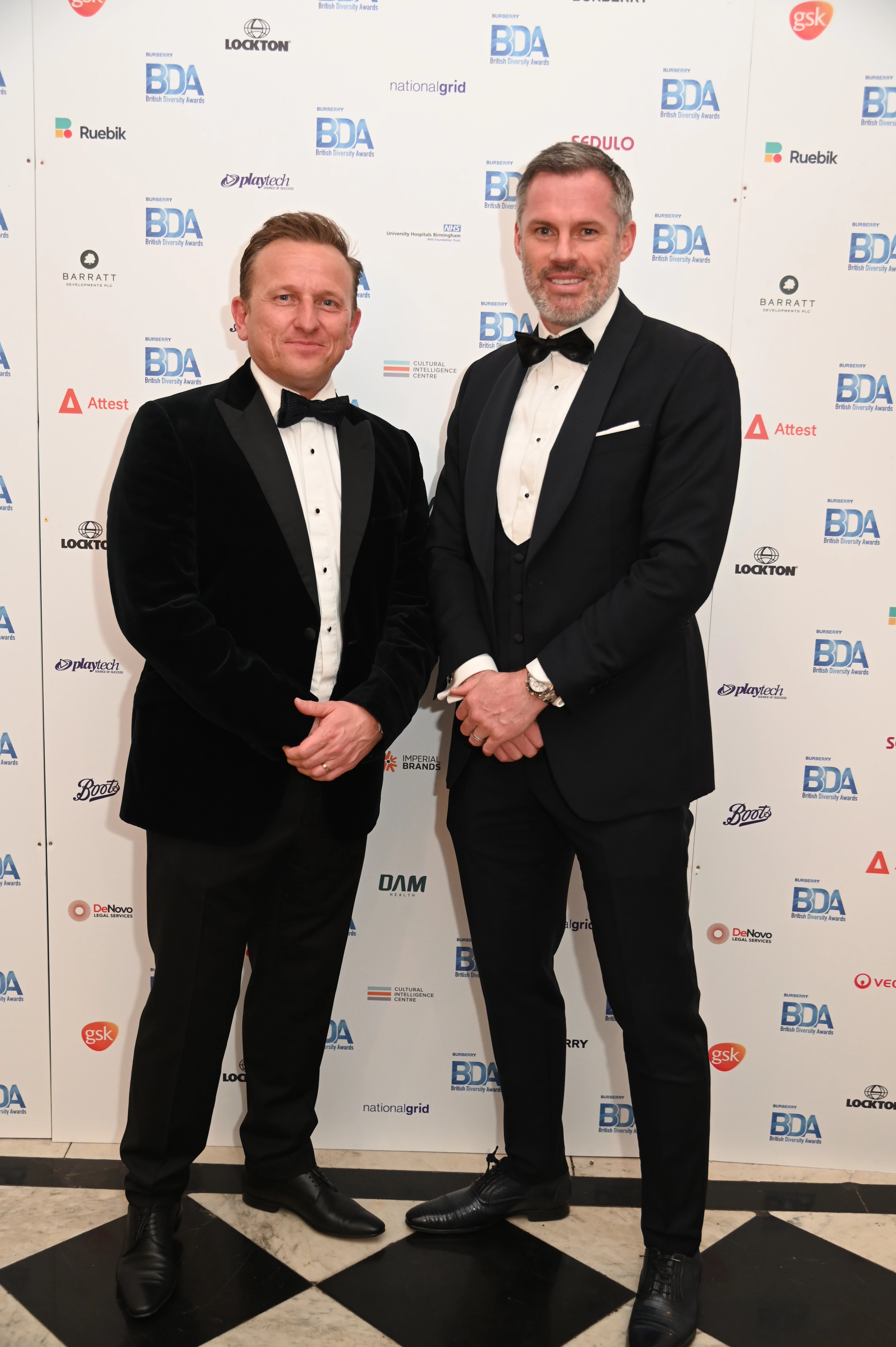 Ardonagh Retail CEO with Liverpool legend Jamie Carragher on the British Diversity Awards red carpet