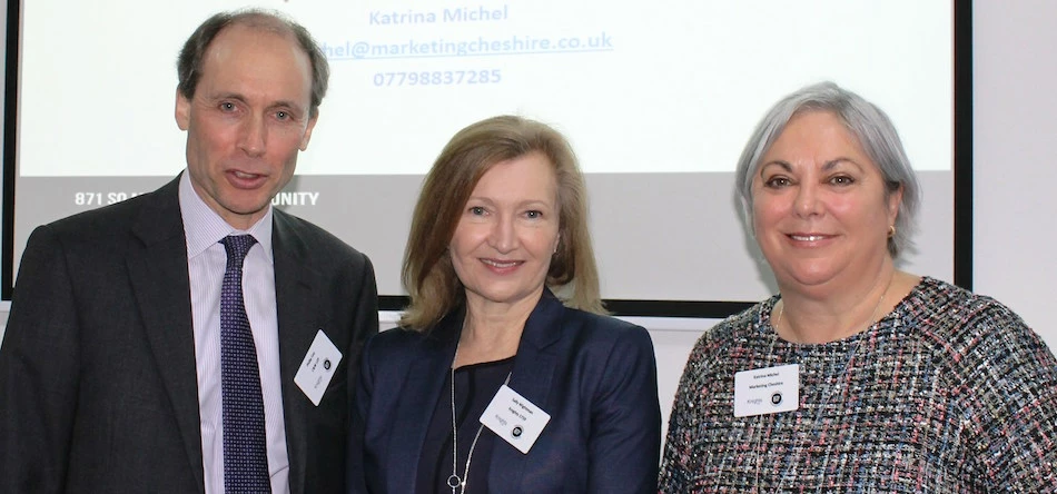 L-R: Philip Cox, Sally Wightman (Knights 1759) and Katrina Michel